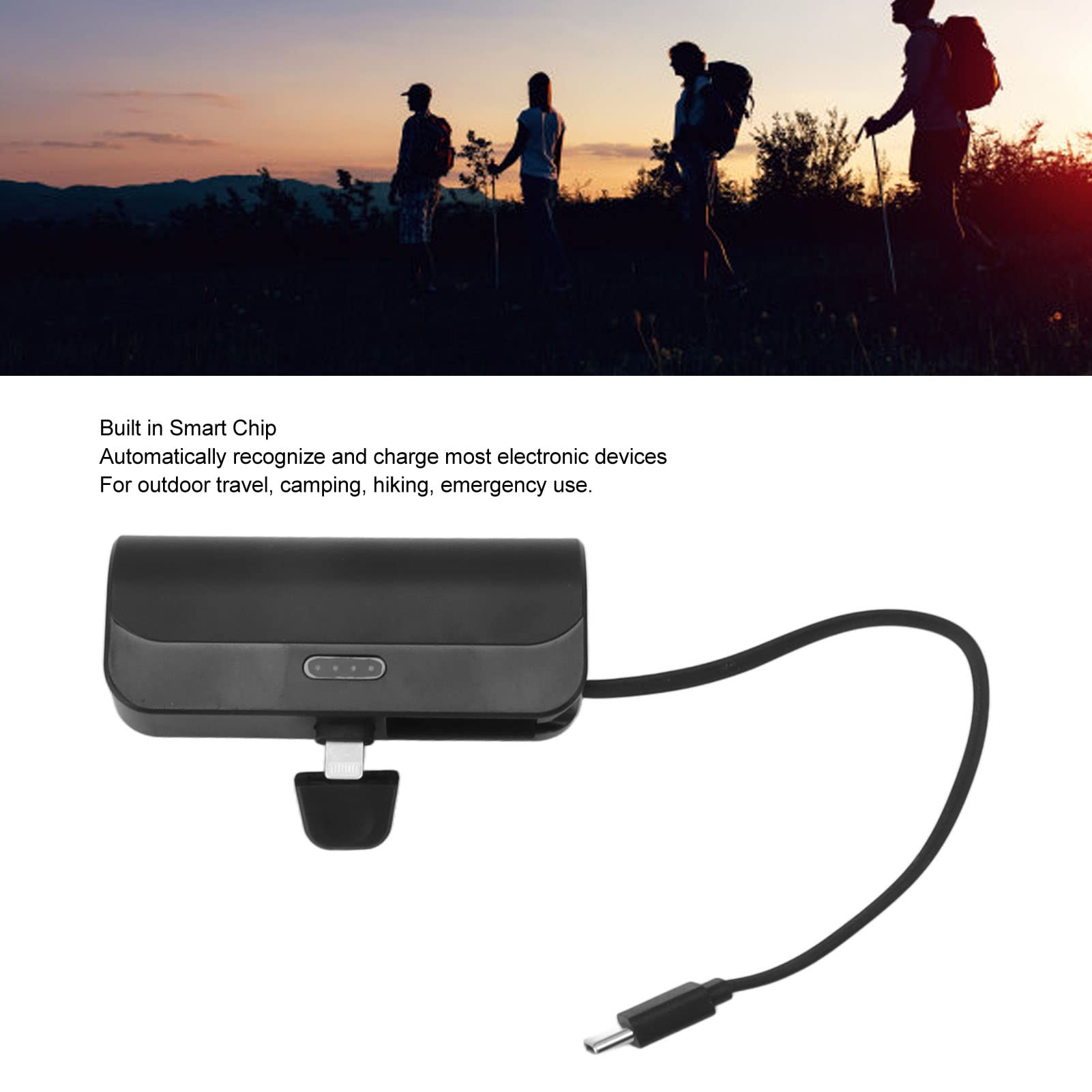 Mini Portable Charger, Automatic Recognition Plug and Play Charging Power Bank for Outdoor Travel Camping