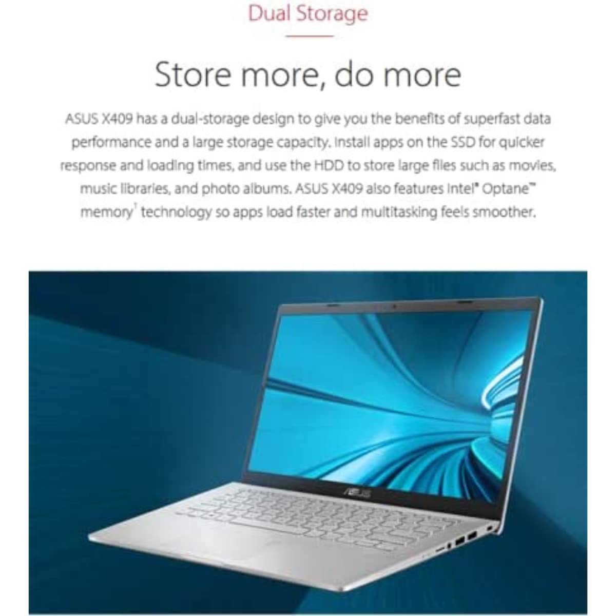 ASUS Vivobook 14 X409FA 14" Laptop, Intel Core i3-10110U Processor |4GB DDR4 Ram |256GB NvMe M.2 SSD |Intel UHD Graphics |Windows-10 (Transparent Silver)