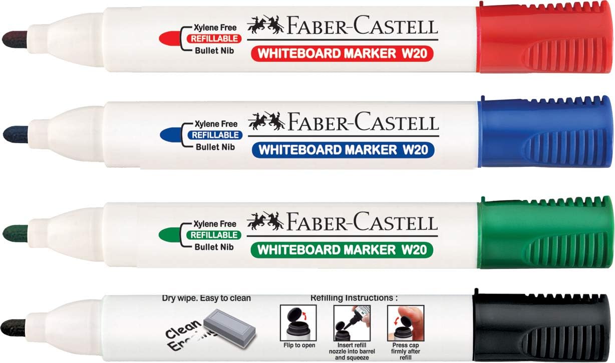 Faber Castell Whiteboard Marker Bullet Wallet Of 4Pc, 253942