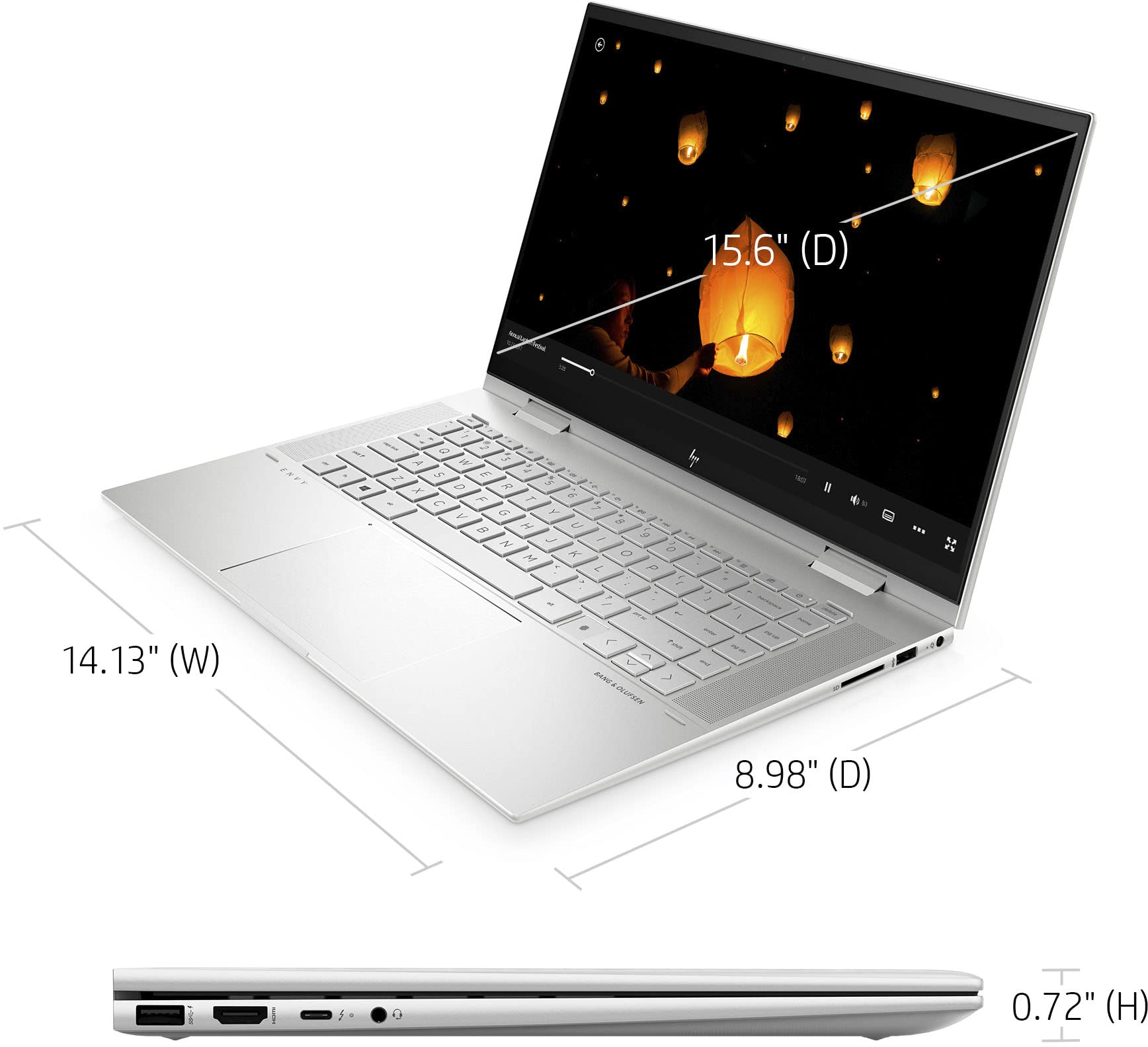 2022 HP Envy x360 2-in-1 15.6" FHD Touchscreen Convertible Laptop, Intel Core i5-1155G7(Beat i7-8550U), 32GB RAM, 1TB PCIe SSD, Backlit Keyboard, HDMI,Webcam, Windows 11, Silver White, ROKC Mousepad