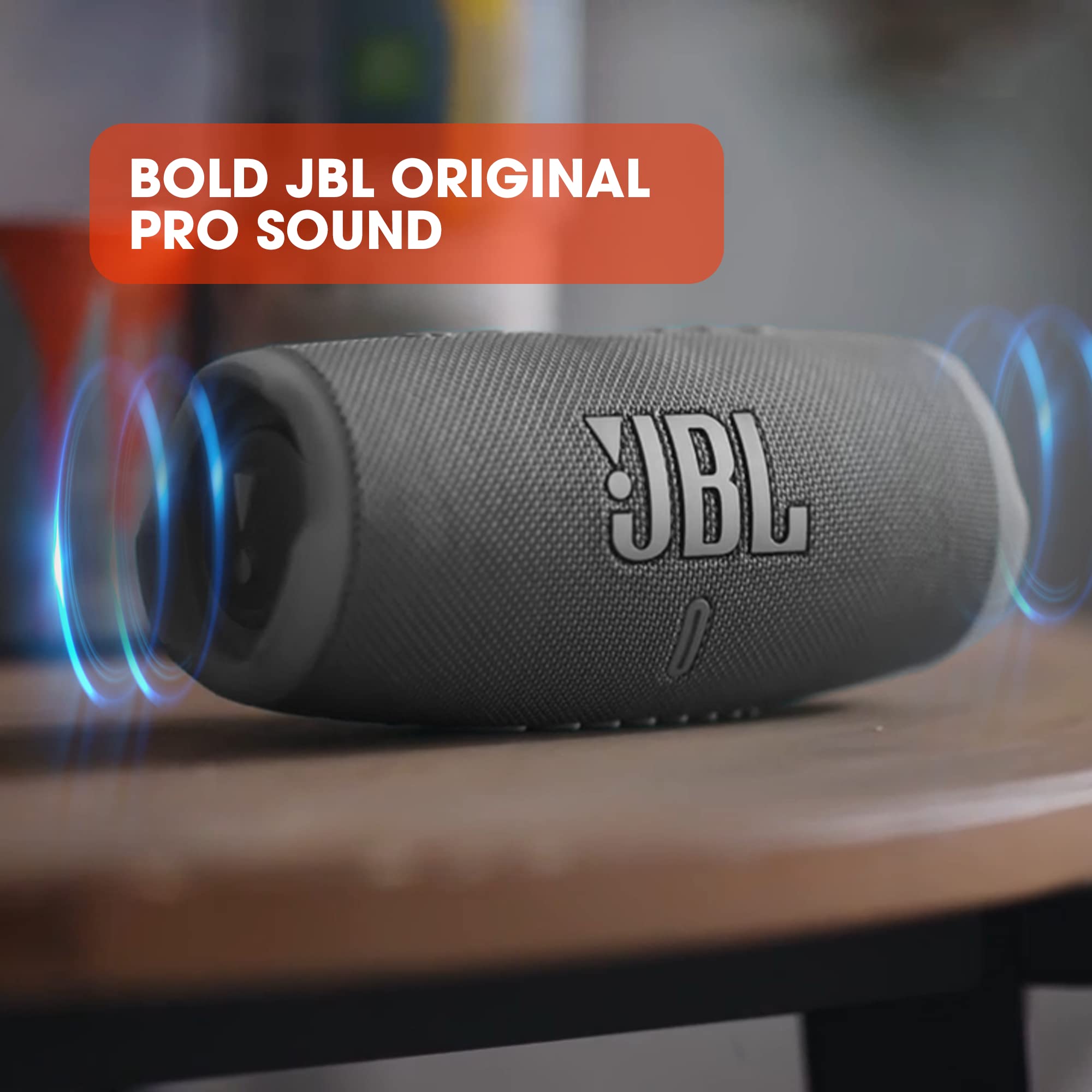 JBL Charge 5 Portable Speaker, Built-In Powerbank, Powerful JBL Pro Sound, Dual Bass Radiators, 20H of Battery, IP67 Waterproof and Dustproof, Wireless Streaming, Dual Connect - Black, JBLCHARGE5BLK