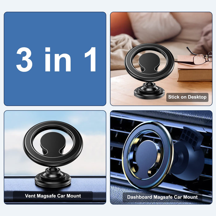 LISEN for MagSafe Car Mount, [20 Strong Magnets] Magnetic car Mount for  Cell Phone, Hands Free iPhone Car Holder Mount Dash Phone Mount for Car Fit