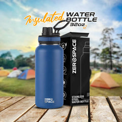 ZeroSpace™ Stainless Steel Water Bottle 1L Insulated Water Flask for Kids School Double Wall 32oz Water Vacuum Flask Thermos Flask for Hot & Cold Water Sports Water Bottle (Navy Blue - 32oz)