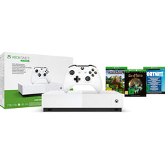 Microsoft Xbox One S 1TB All Digital Edition Console with Fortnite, Minecraft and Sea of Thieves DLC Game