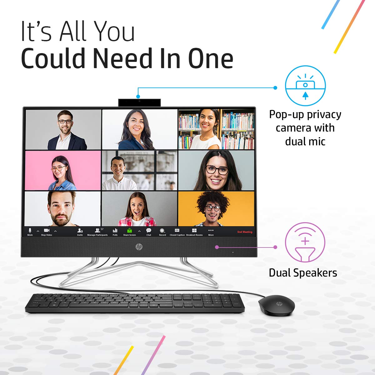 HP All-in-One 24-df0215in 60.45 cm (23.8-Inch) FHD with Alexa Built-in (AMD Ryzen 3-3250U/8GB/256GB SSD + 1TB HDD/Win 10/MS Office 2019/Jet Black)