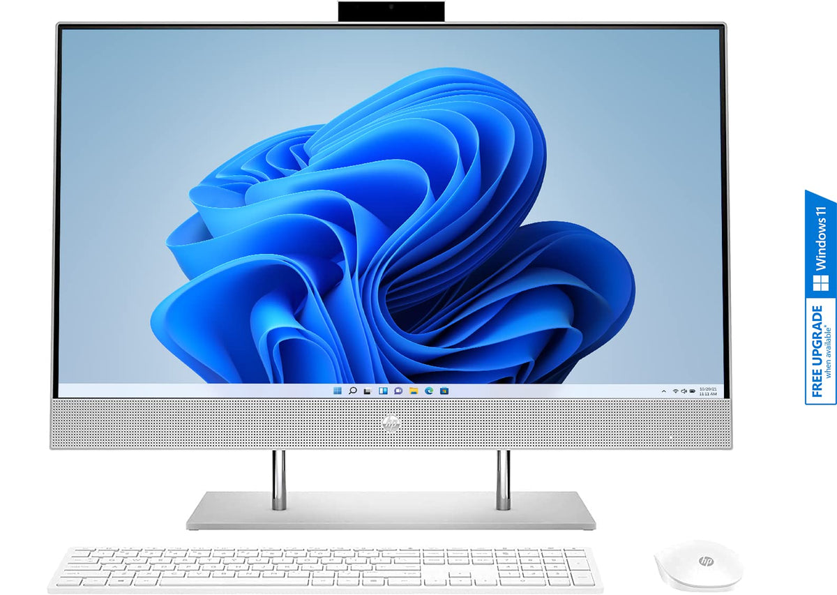 HP AlO 11th Gen Intel Core i7 68.6 cm (27-inch) FHD All-in-One Desktop (16GB/1 TB SSD/IR Camera/Windows 10/MS Office 2019/Wireless Keyboard & Mouse/Natural Silver), 27-dp1120in