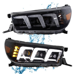 Car Accessories, Car Headlight Assembly Head Lamp LED DRL Dynamic Turn Signal Headlight, Compatible with Toyota Hilux 2015-2020()