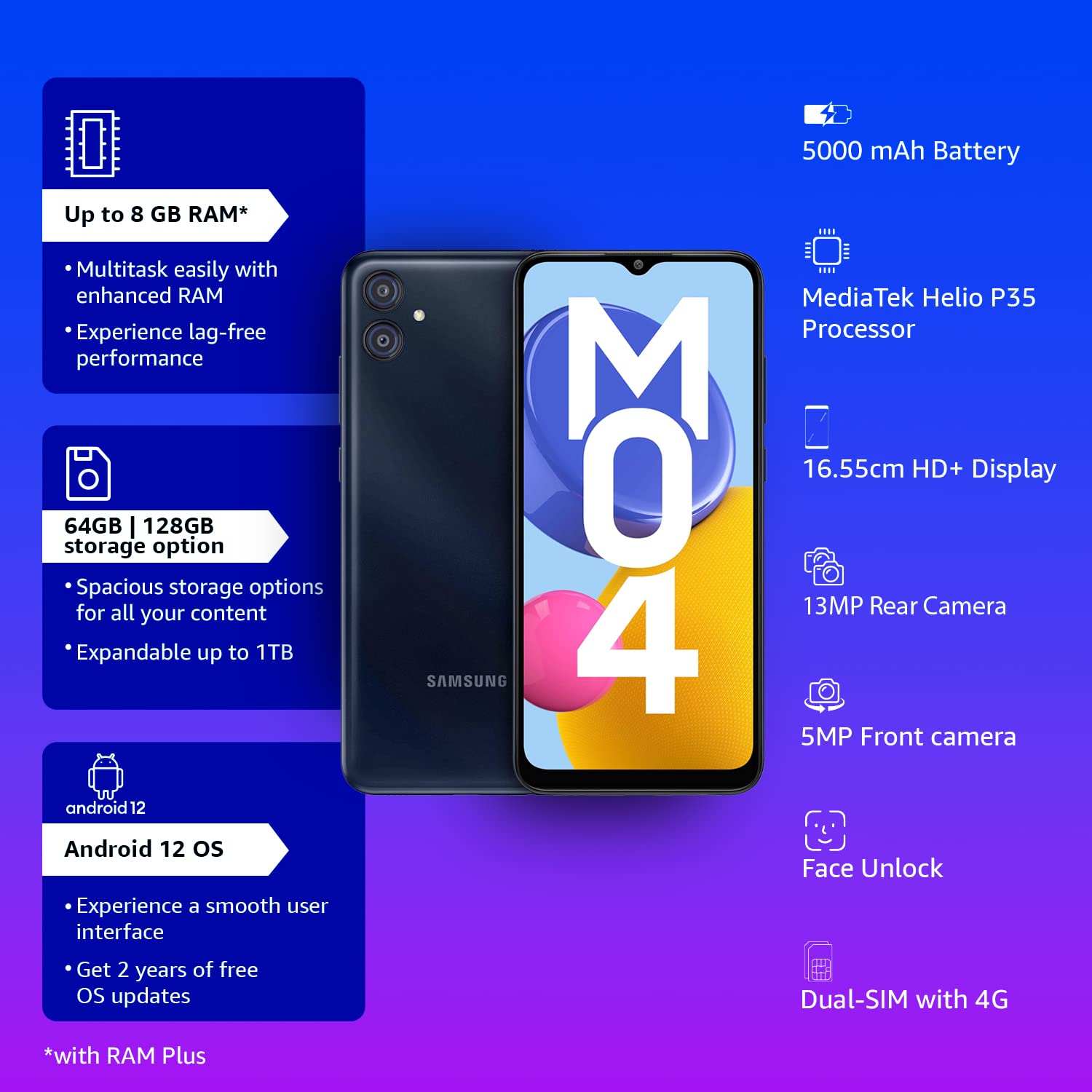 Samsung Galaxy M04 Dark Blue 4GB 128GB