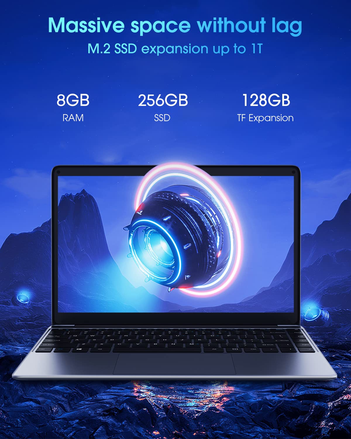 CHUWI Laptop, Herobook Pro 14.1 PC Intel Celeron N4020 Processor, 8GB RAM, 256GB Storage, 1TB SSD Expand, Windows 11, 4K 1920*1080 IPS, WiFi, USB 3.0, 2.4G WiFi/5G, 38Wh, BT4.2, TF Card