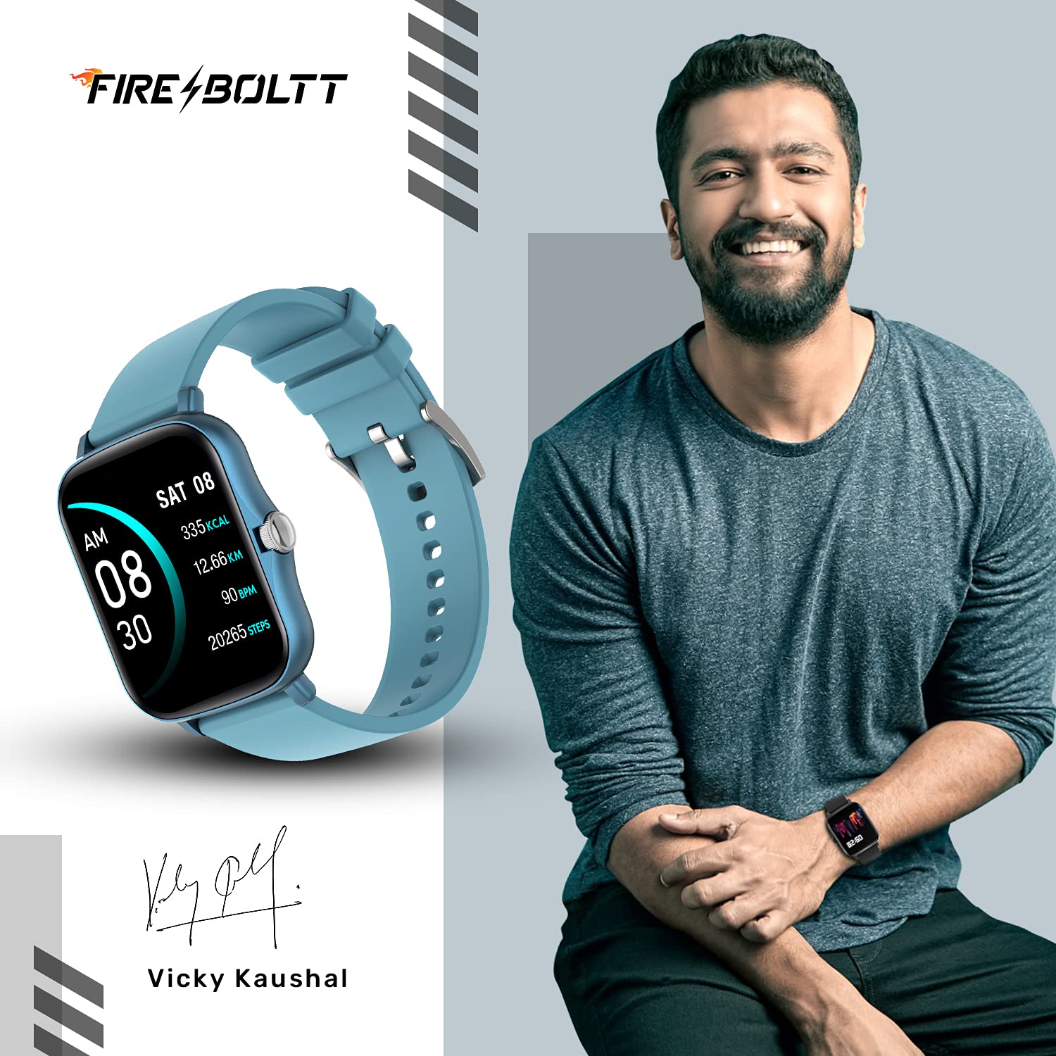 Fire-Boltt Beast Spo2 1.69” Industry’S Largest Display Size Full Touch Smart Watch With Blood Oxygen Monitoring, Heart Rate Monitor, Multiple Watch Faces & Long Battery Life (Blue), Bsw002