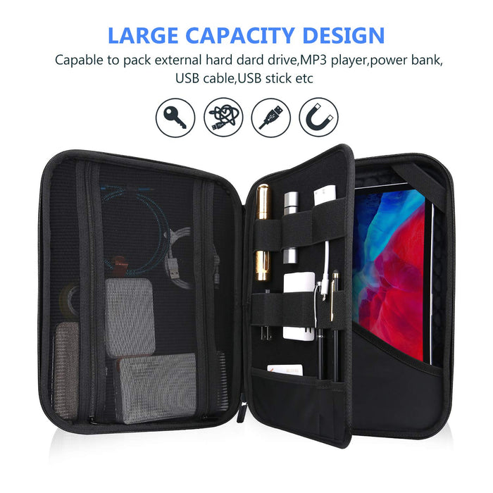 ProCase Hard Travel Electronic Organizer Case for MacBook Power Adapter Chargers Cables Power Bank Apple Magic Mouse Apple Pencil USB Flash Disk SD