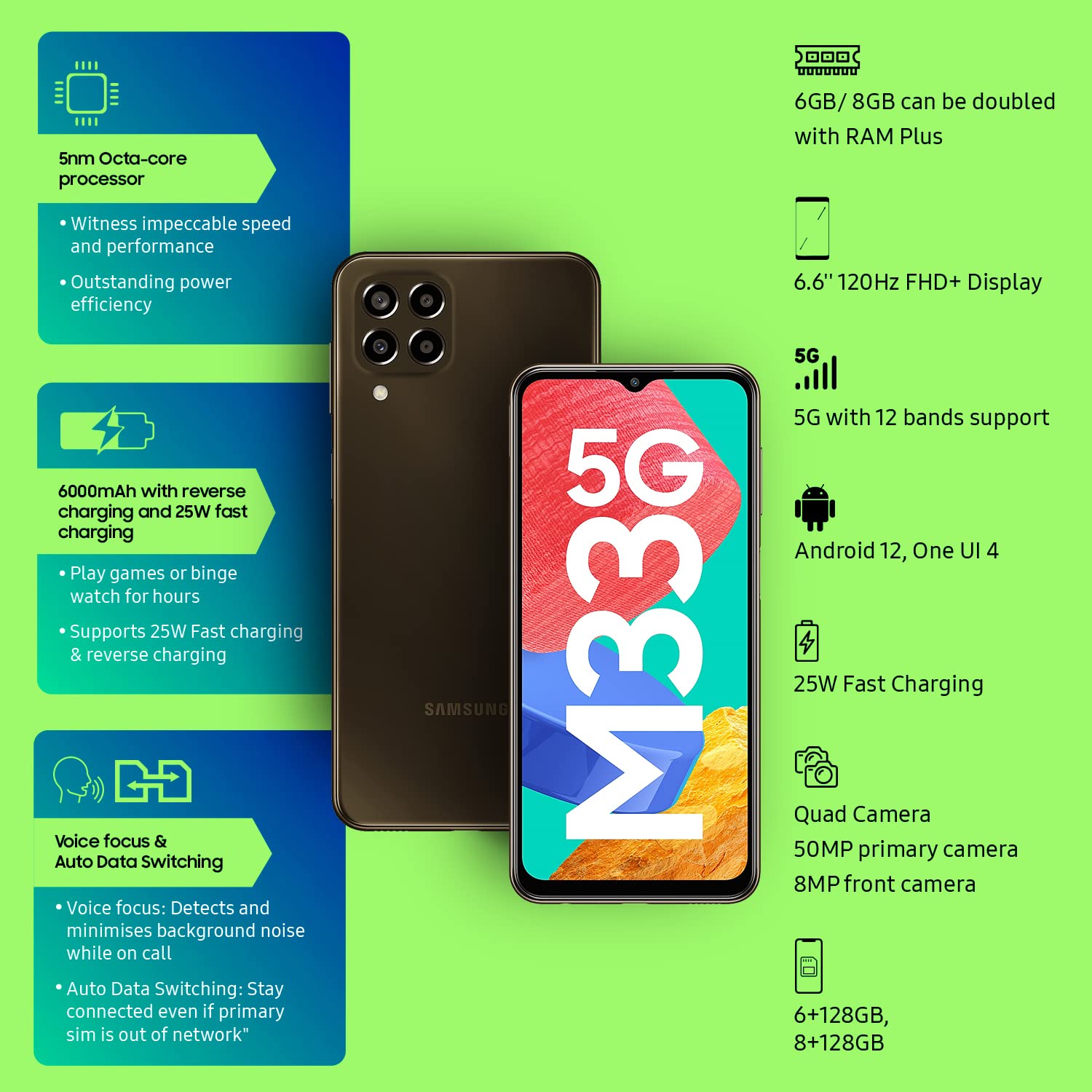 SAMSUNG GALAXY M33 8GB 128GB EMERALD BROWN