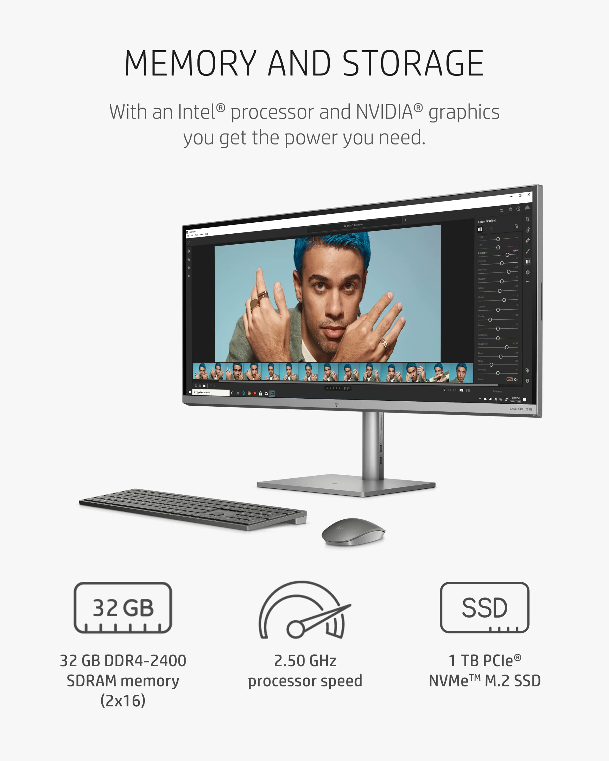 HP Envy 34” All-in-One Desktop, NVIDIA GeForce RTX 3060, 11th Gen Intel Core i7-11700 Processor, 32 GB RAM, 1 TB SSD, WUHD IPS Display, Windows 11 Home, Detachable Magnetic Camera (34-c0050, 2021)