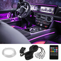 Car LED Strip Light, RGB Interior Car Lights, 5 in 1 with 236.22 inches Fiber Optic, Multicolor Dash Ambient Interior Lighting Kits, DIY Mode and Music Mode,Sound Active Function