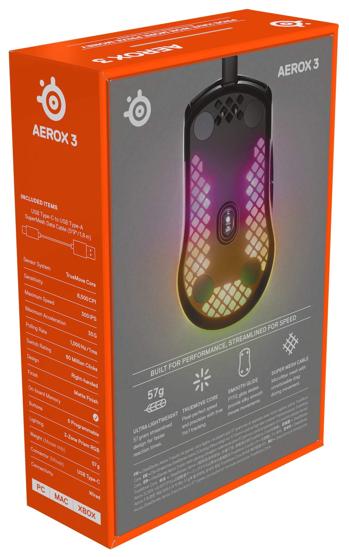 Steelseries Aerox 3 Super Light Gaming MoUSe, 8,500 Cpi Truemove Core Optical Sensor, Black