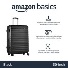 Amazon Basics Hardside Spinner Luggage- 28 inch (Material: ABS), Black