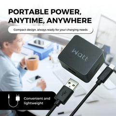 12W Charger with 1m Cable Black- Fast & Efficient Charging Compatible for Apple Devices- Portable and Stylish Design for On-the-Go Charging