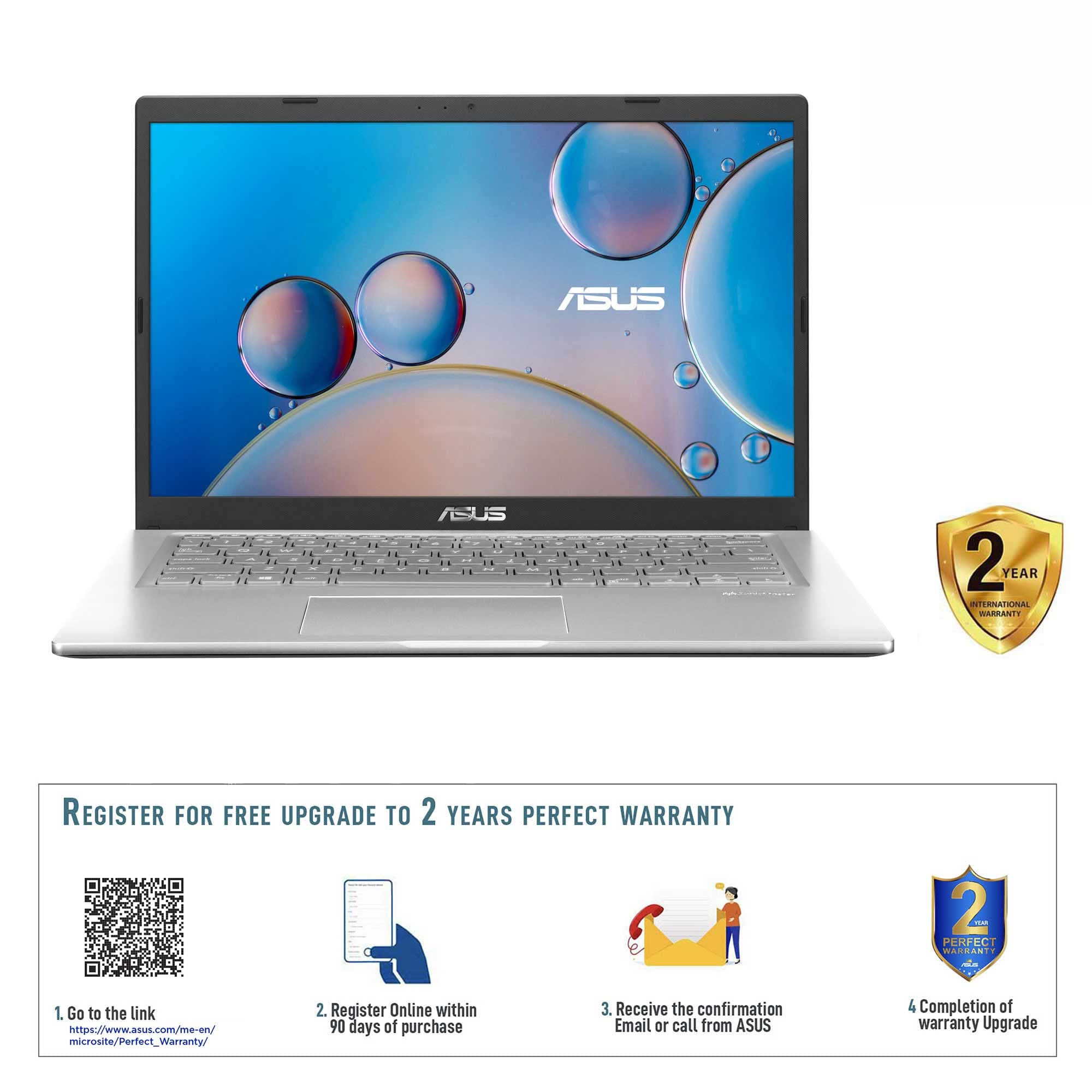 ASUS Laptop A416EA-EB1307W (Transparent Silver) Slim Laptop, i5-1135G7 8GB 512GB PCIE G3 SSD, Intel UMA, WIN11 HOME, 14 inch, Webcam, Eng-Arb-KB, 2 Pin Adaptor