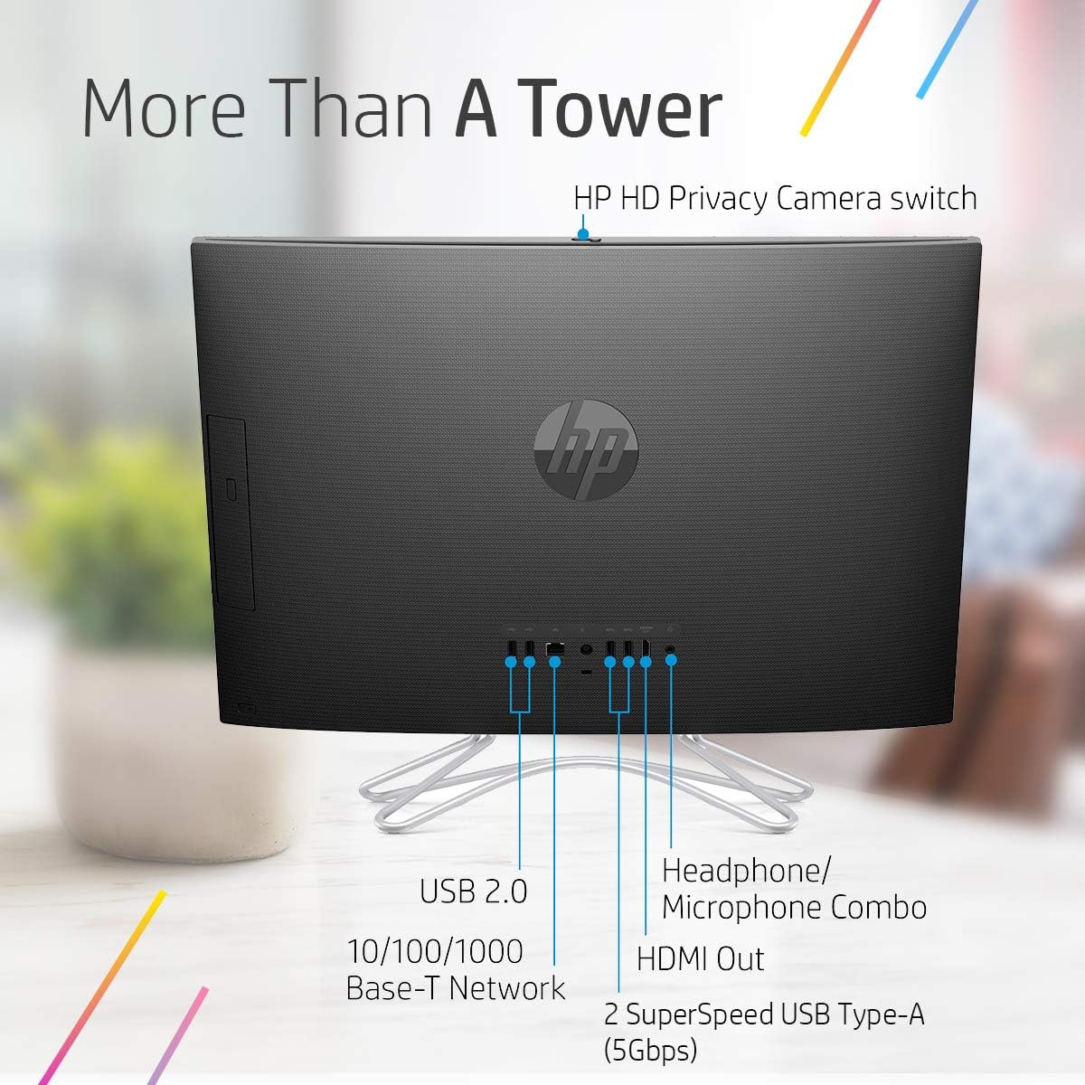 HP All-in-One 24-df0215in 60.45 cm (23.8-Inch) FHD with Alexa Built-in (AMD Ryzen 3-3250U/8GB/256GB SSD + 1TB HDD/Win 10/MS Office 2019/Jet Black)