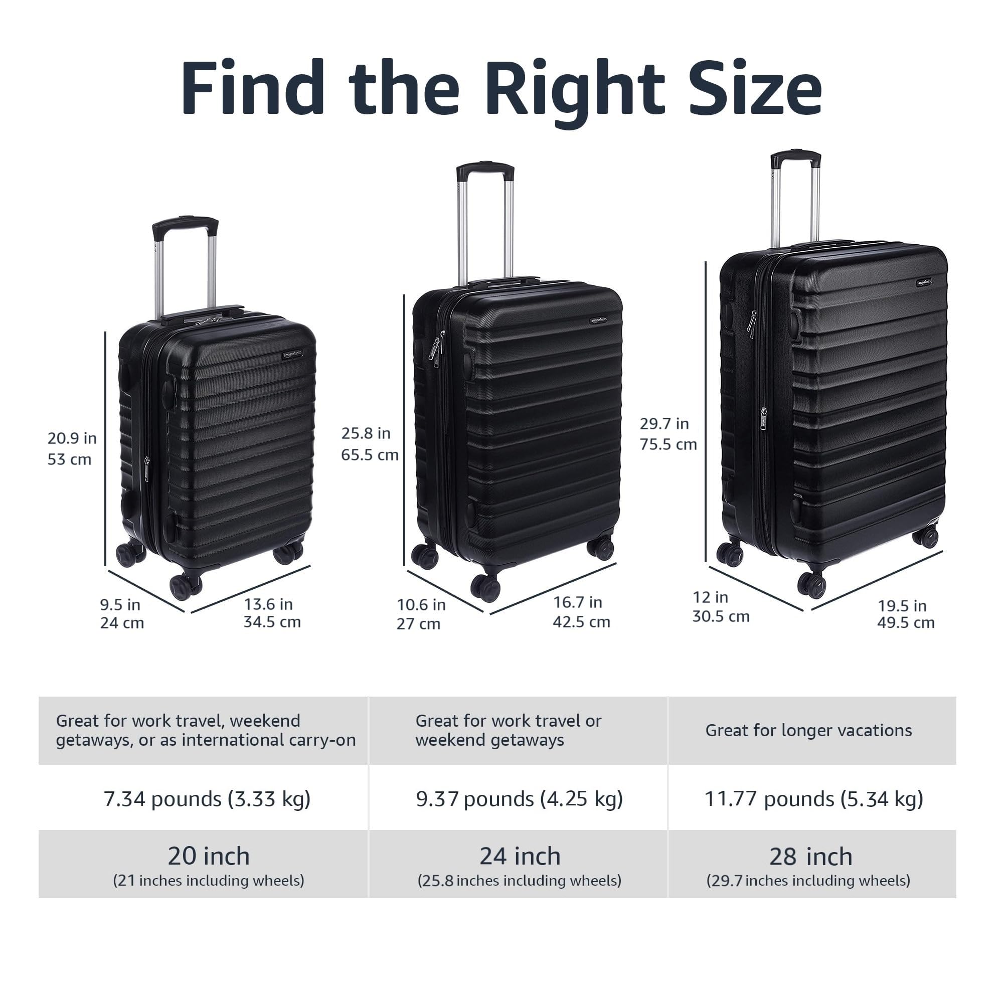 Amazon Basics Hardside Spinner Luggage- 28 inch (Material: ABS), Black