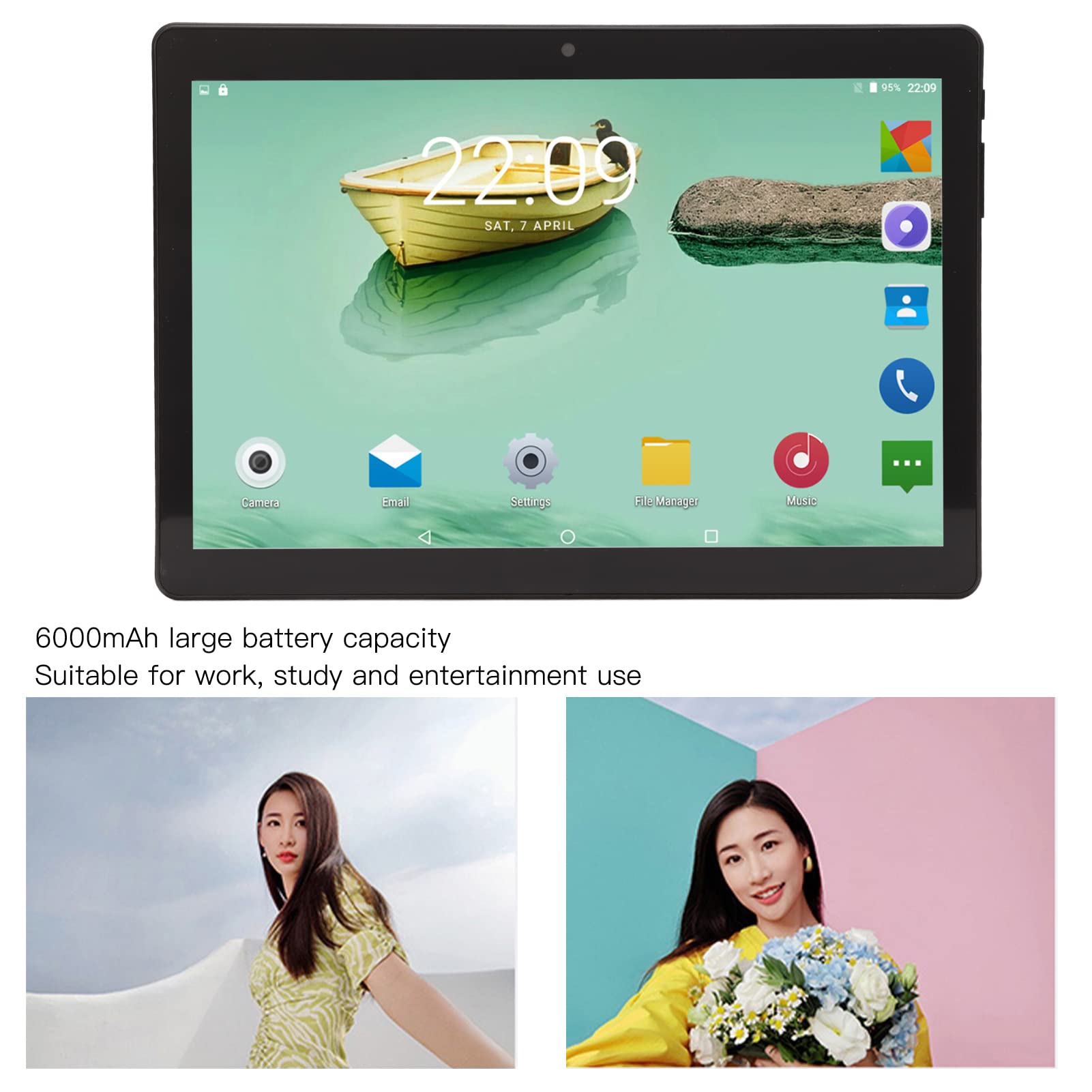 10.1in Tablet for Android 11, 3G Tablet PC 1GB RAM 16GB ROM with 8 Core 1.6GHz IPS HD Screen for Android, WiFi Bluetooth Tablet Computer 6000mAh Battery(UK)