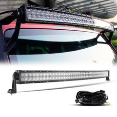 Auxbeam 52 Inch LED Light Bar Curved 300W LED Work Light Off Road Driving Lights Spot Flood Combo Fog Lights 5D Lens with Wiring Harness for Car SUV UTV ATV Pickup Truck