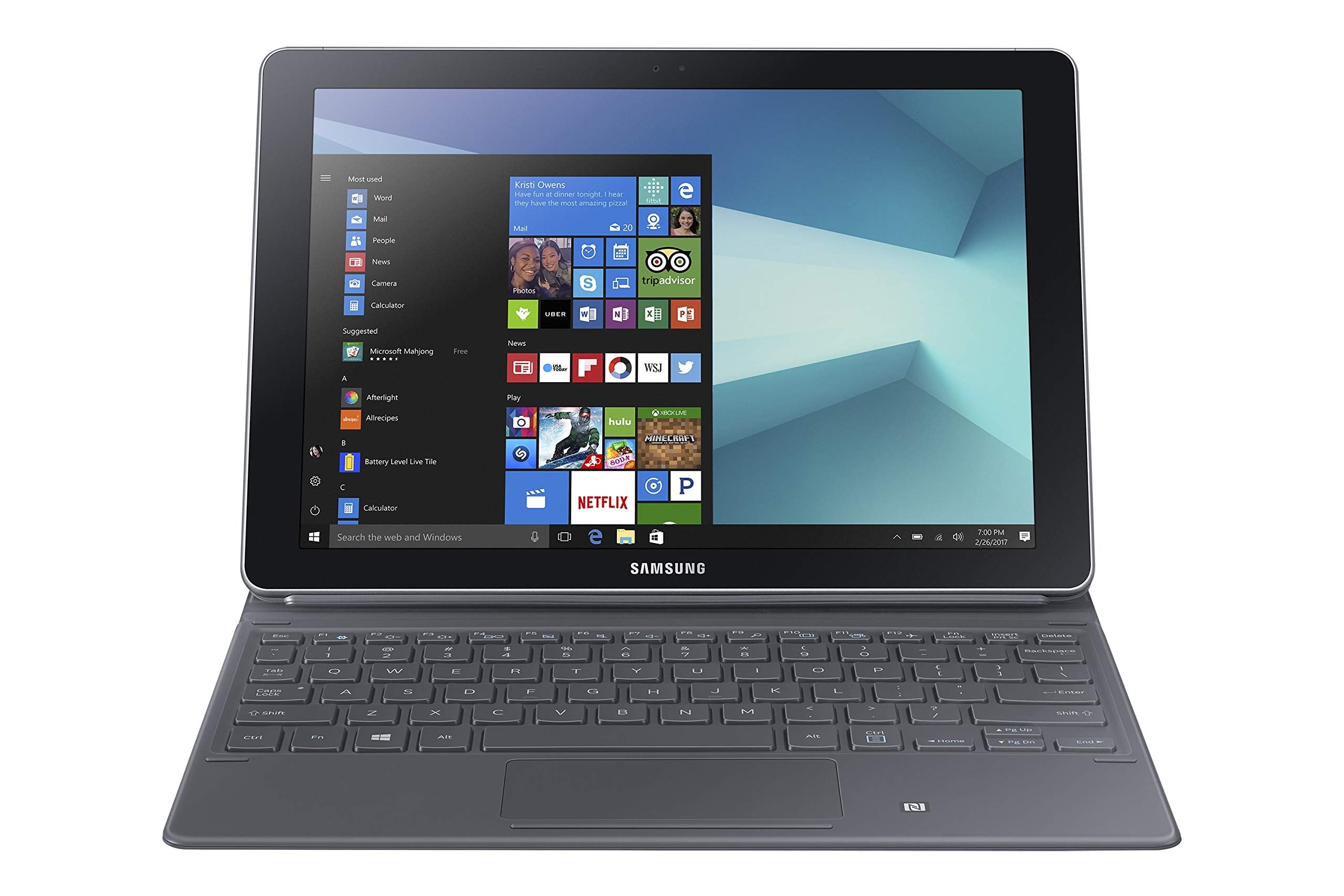 Samsung Galaxy Book 10.6 Tablet - Intel Core m3, 10.6 Inch, 128GB, 4GB RAM, 4G LTE, Windows 10 Home, Silver with English Keyboard Black and S Pen