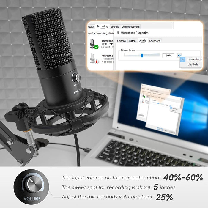 FIFINE USB Microphone for Recording and Streaming on PC and