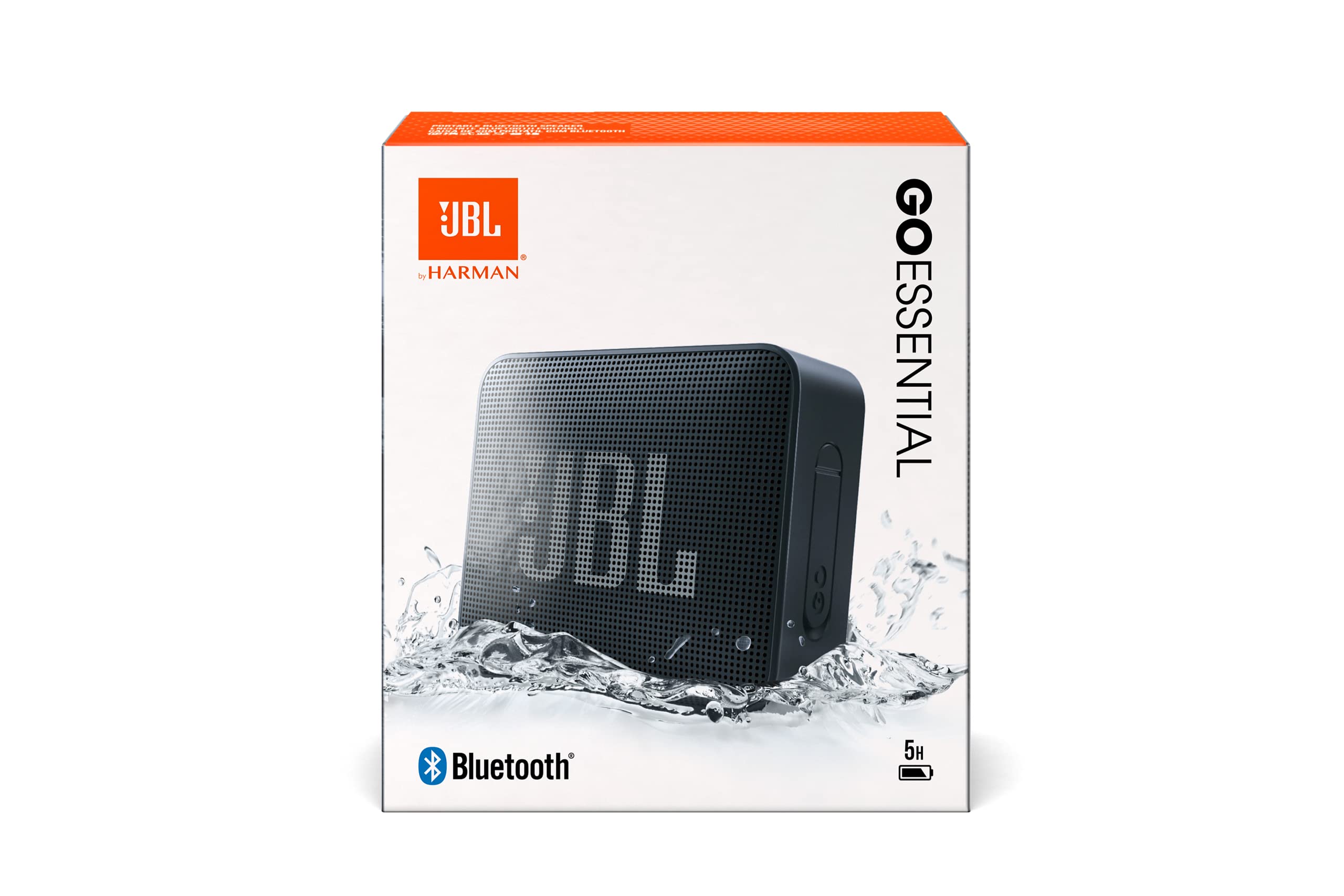 JBL GO Essential - Portable Waterproof Bluetooth Speaker, Up to 5 Hours of Playback, in Black