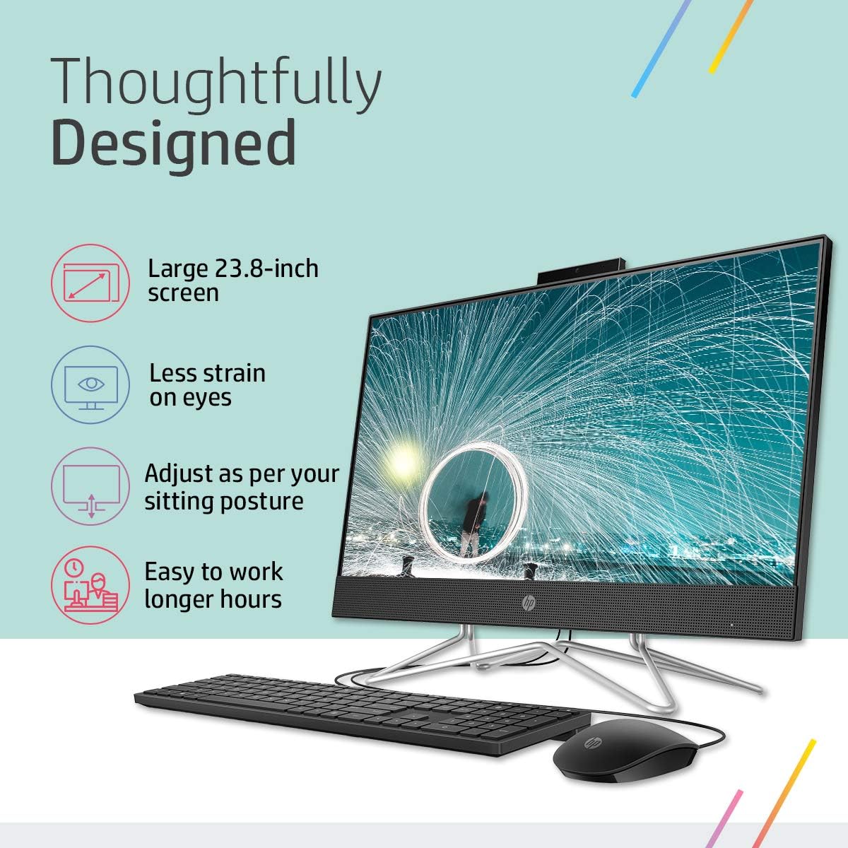 HP All-in-One 24-df0215in 60.45 cm (23.8-Inch) FHD with Alexa Built-in (AMD Ryzen 3-3250U/8GB/256GB SSD + 1TB HDD/Win 10/MS Office 2019/Jet Black)