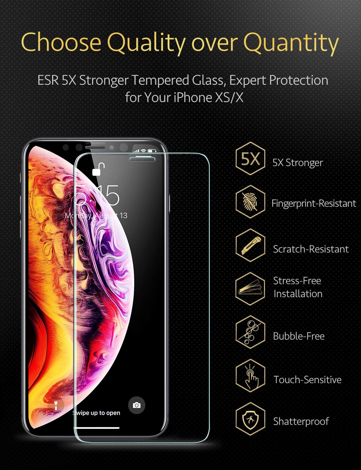 ESR for iPhone 11 Pro Screen Protector [2 Pack], iPhone XS Screen Protector and iPhone X Screen Protector [Easy Installation Frame] [Case Friendly], 5.8 Inch Tempered Glass for iPhone 11 Pro/XS/X