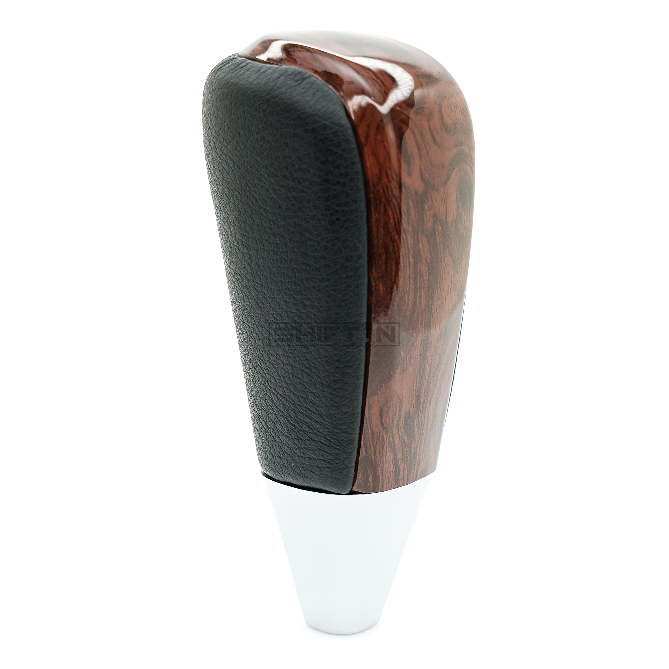 SHIFTIN Leather and Wood Gear Shift Knob for Toyota Land Cruiser 4Runner Sequoia Tundra and Lexus (Black Leather / Burl Wood)