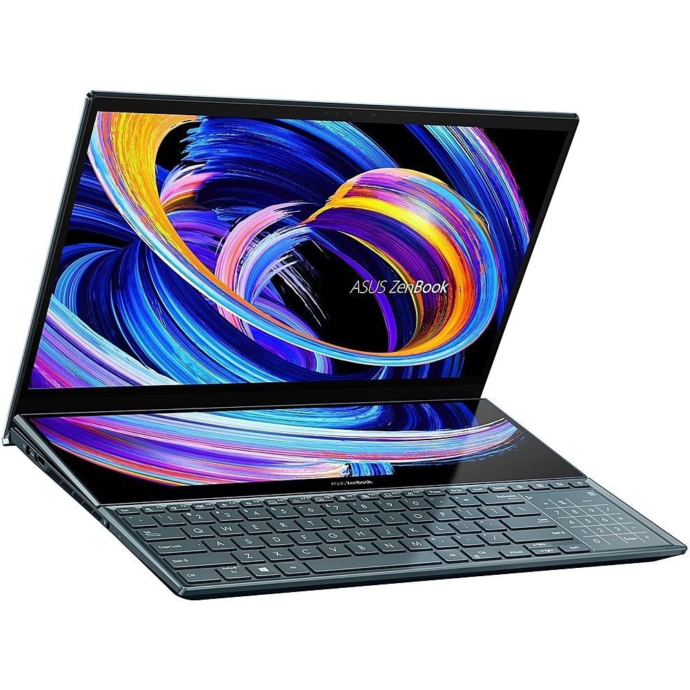 2023 Latest Asus Zenbook Pro Duo 15 15.6” FHD OLED Touch Display +14” Screenpad Plus Core i9-12900H Upto 5.0GHz 32GB 1TB SSD NVIDIA RTX 3060 6GB Graphics Backlit Eng Key WIN11 PRO Celestial Blue