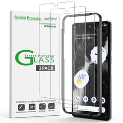 (3 Pack) amFilm Compatible with Google Pixel 7 Tempered Glass Screen Protector, 0.26mm Thickness HD Clear, Anti-Scratch Bubbles-Free