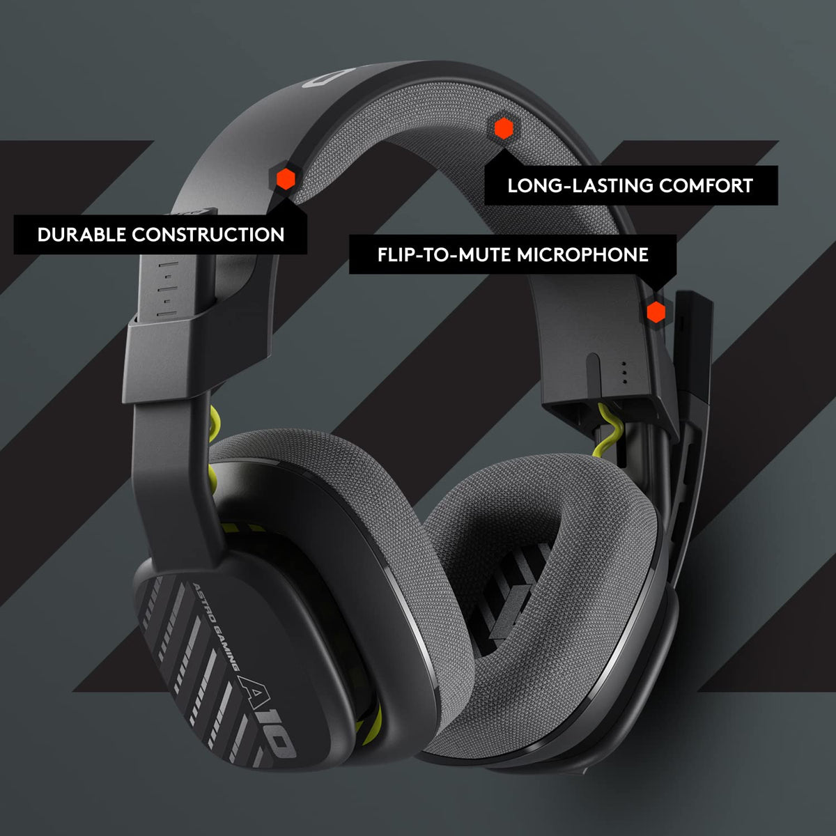 ASTRO A10 Gaming Headset Gen 2 Wired Headset - Over-ear gaming headphones with flip-to-mute microphone, 32 mm drivers, compatible with PlayStation, PC - Black