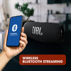 JBL Charge 5 Portable Speaker, Built-In Powerbank, Powerful JBL Pro Sound, Dual Bass Radiators, 20H of Battery, IP67 Waterproof and Dustproof, Wireless Streaming, Dual Connect - Black, JBLCHARGE5BLK