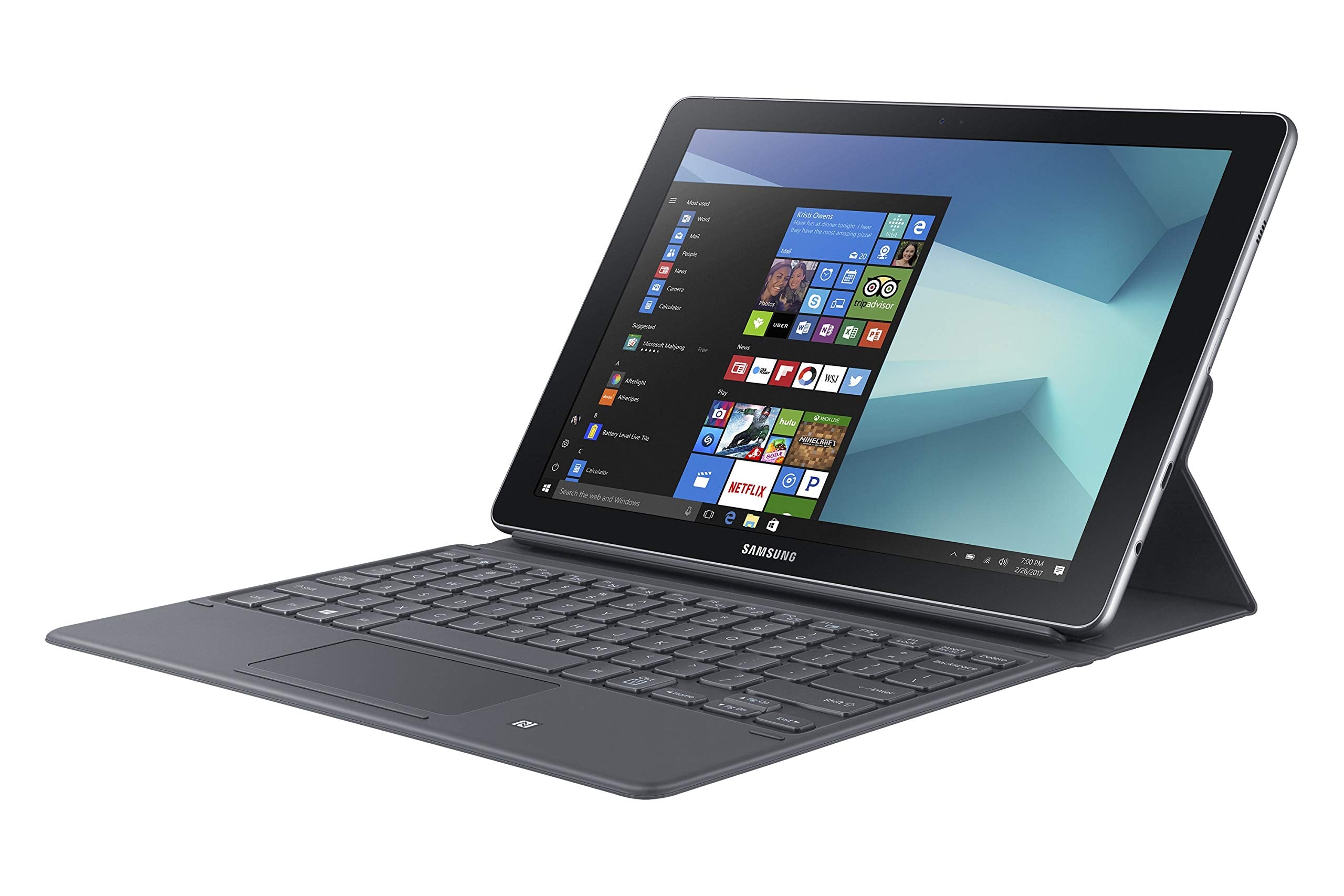 Samsung Galaxy Book 10.6 Tablet - Intel Core m3, 10.6 Inch, 128GB, 4GB RAM, 4G LTE, Windows 10 Home, Silver with English Keyboard Black and S Pen