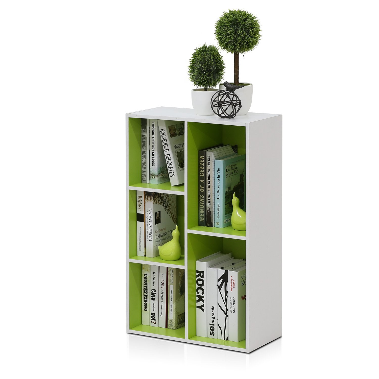 Furinno 5-cube reversible open shelf, white/green 11069wh/gr