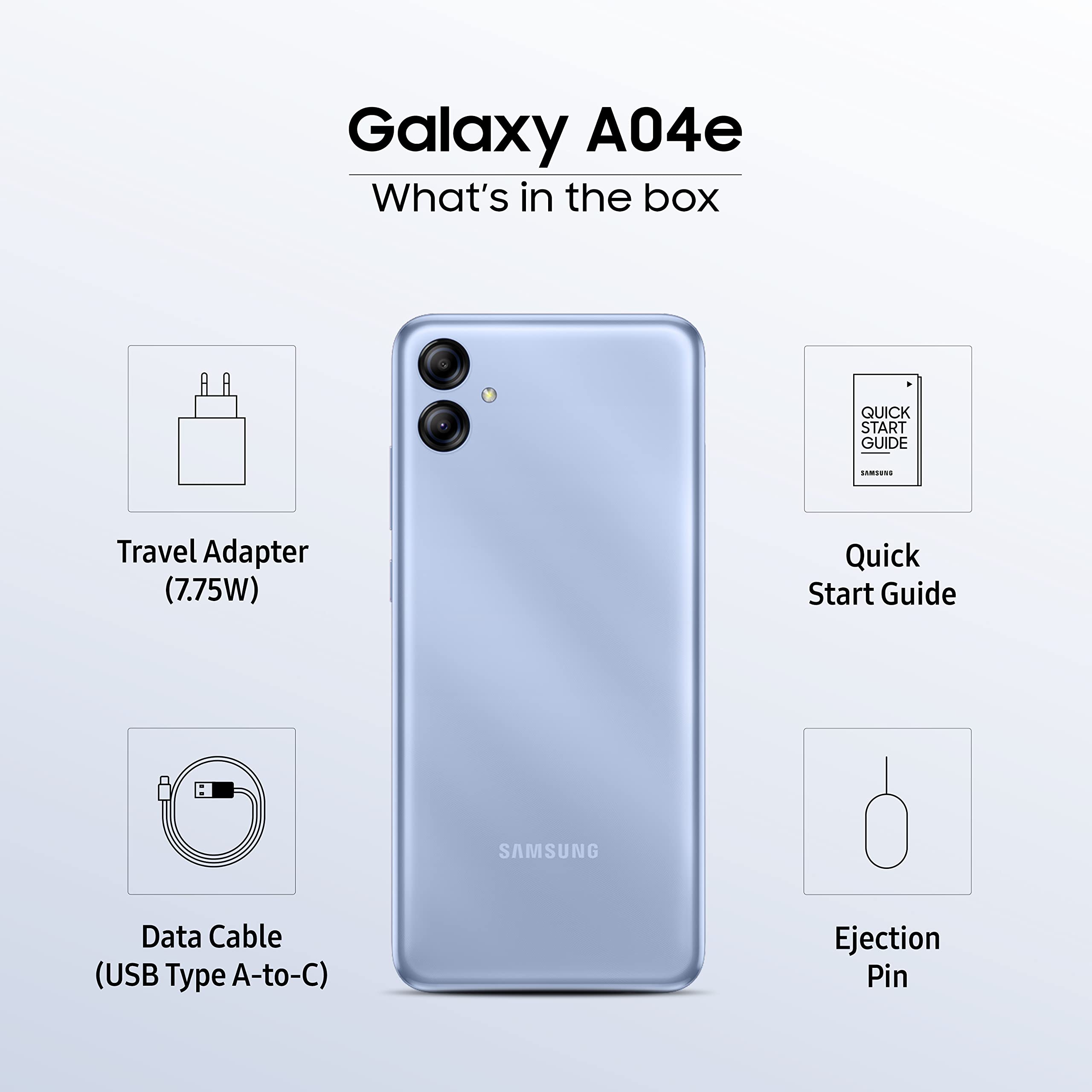 Samsung Galaxy A04e Light Blue, 3GB RAM, 64GB Storage | Upto 8GB RAM with RAM Plus | MediaTek Helio P35 | 5000 mAh Battery