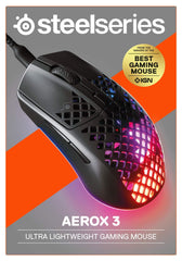 Steelseries Aerox 3 Super Light Gaming MoUSe, 8,500 Cpi Truemove Core Optical Sensor, Black