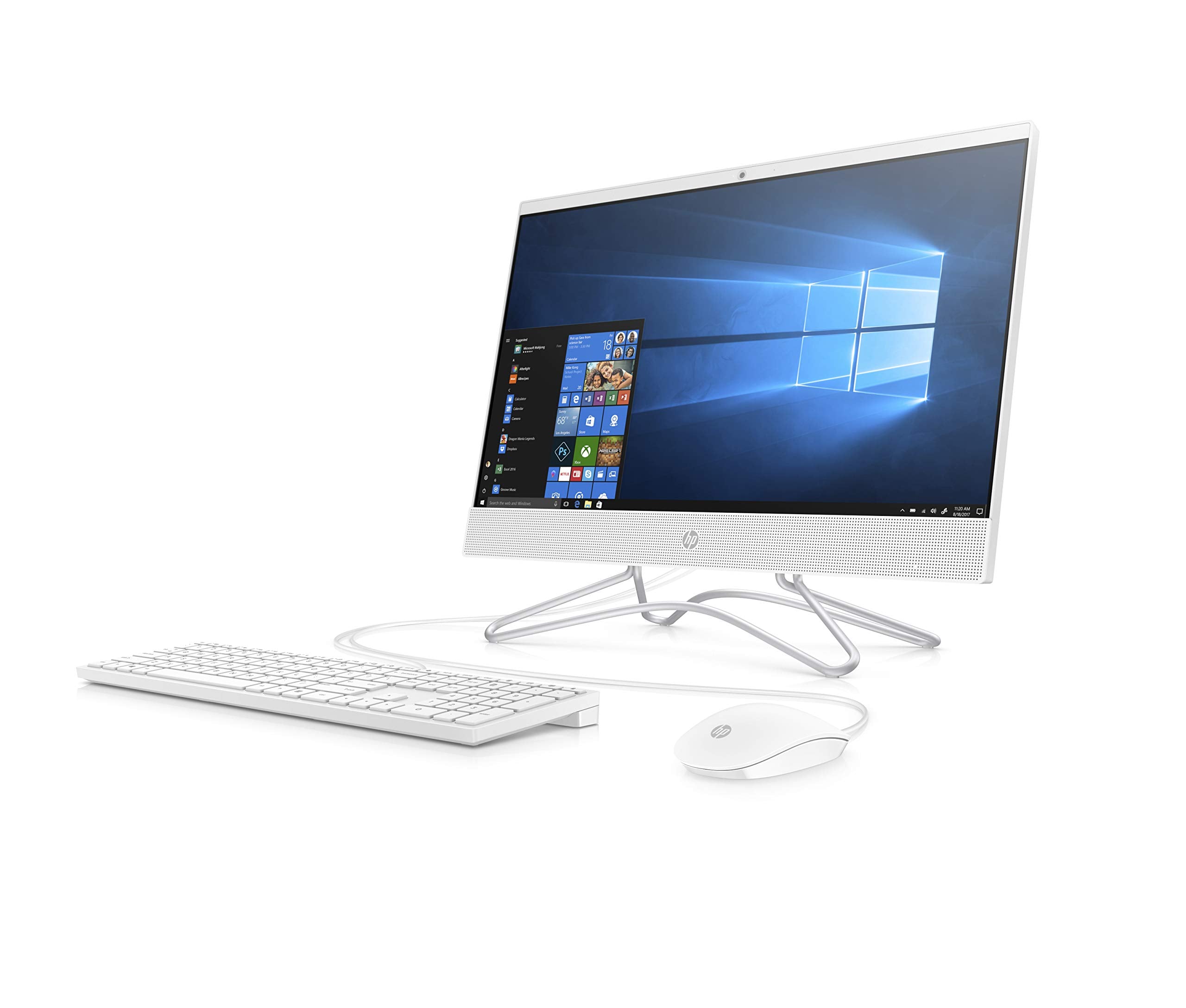 HP 200 G3 All-in-One PC 21.5 Inches LED All-in-One Desktop PC (White) - Intel J5005, 1.5 GHz, 1000 GB HDD, Intel UHD Graphics 605, DOS