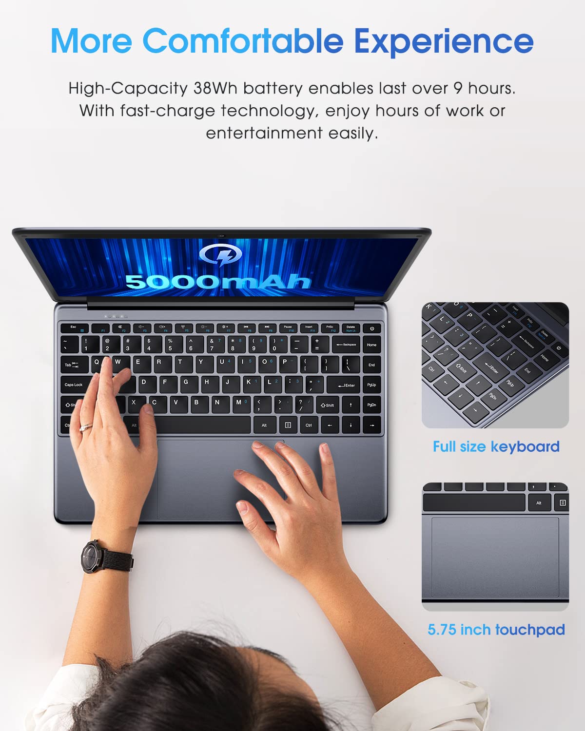 CHUWI Laptop, Herobook Pro 14.1 PC Intel Celeron N4020 Processor, 8GB RAM, 256GB Storage, 1TB SSD Expand, Windows 11, 4K 1920*1080 IPS, WiFi, USB 3.0, 2.4G WiFi/5G, 38Wh, BT4.2, TF Card