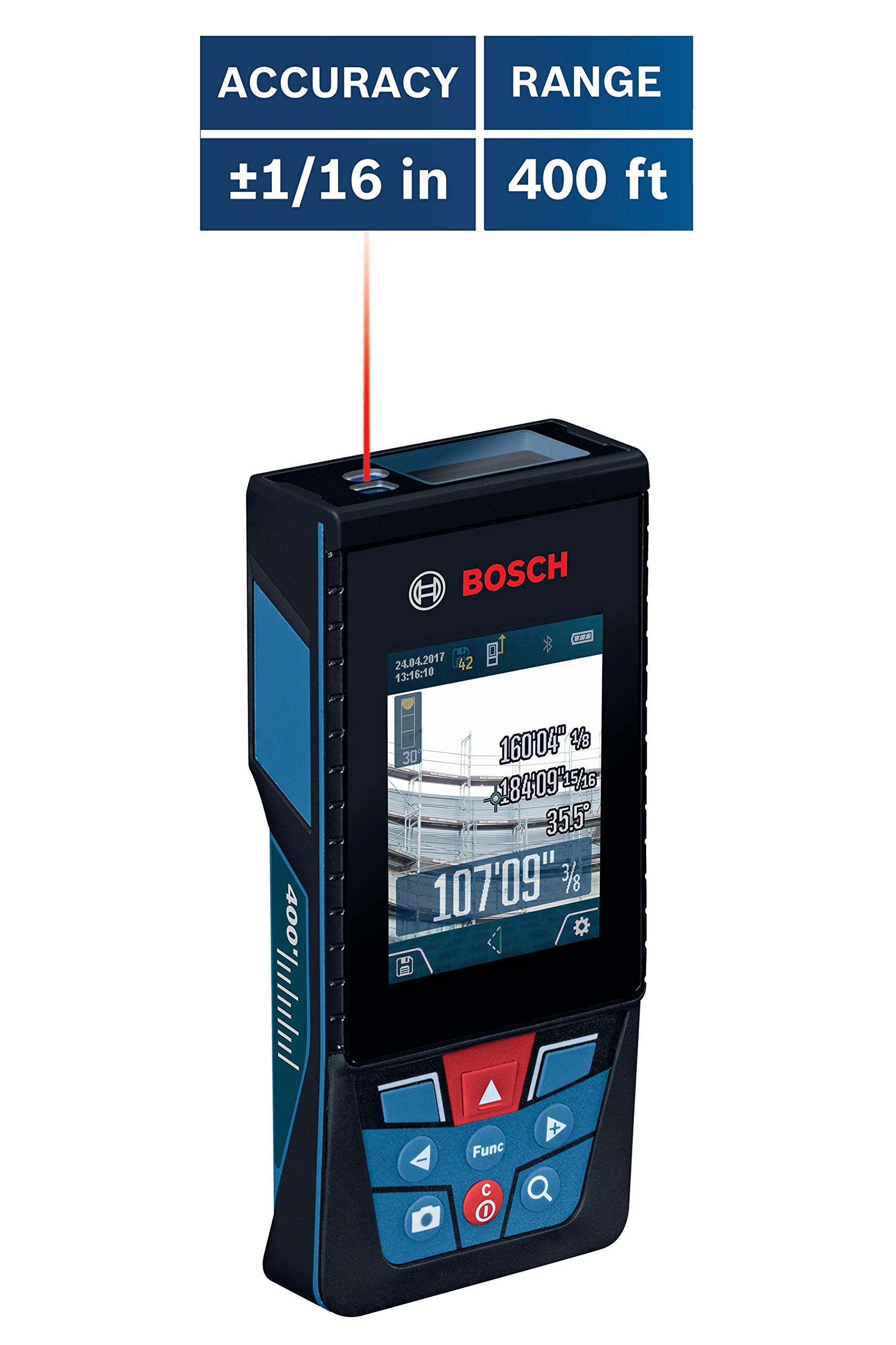 Bosch GLM400CL Blaze Outdoor Laser Measure with Camera, 400'