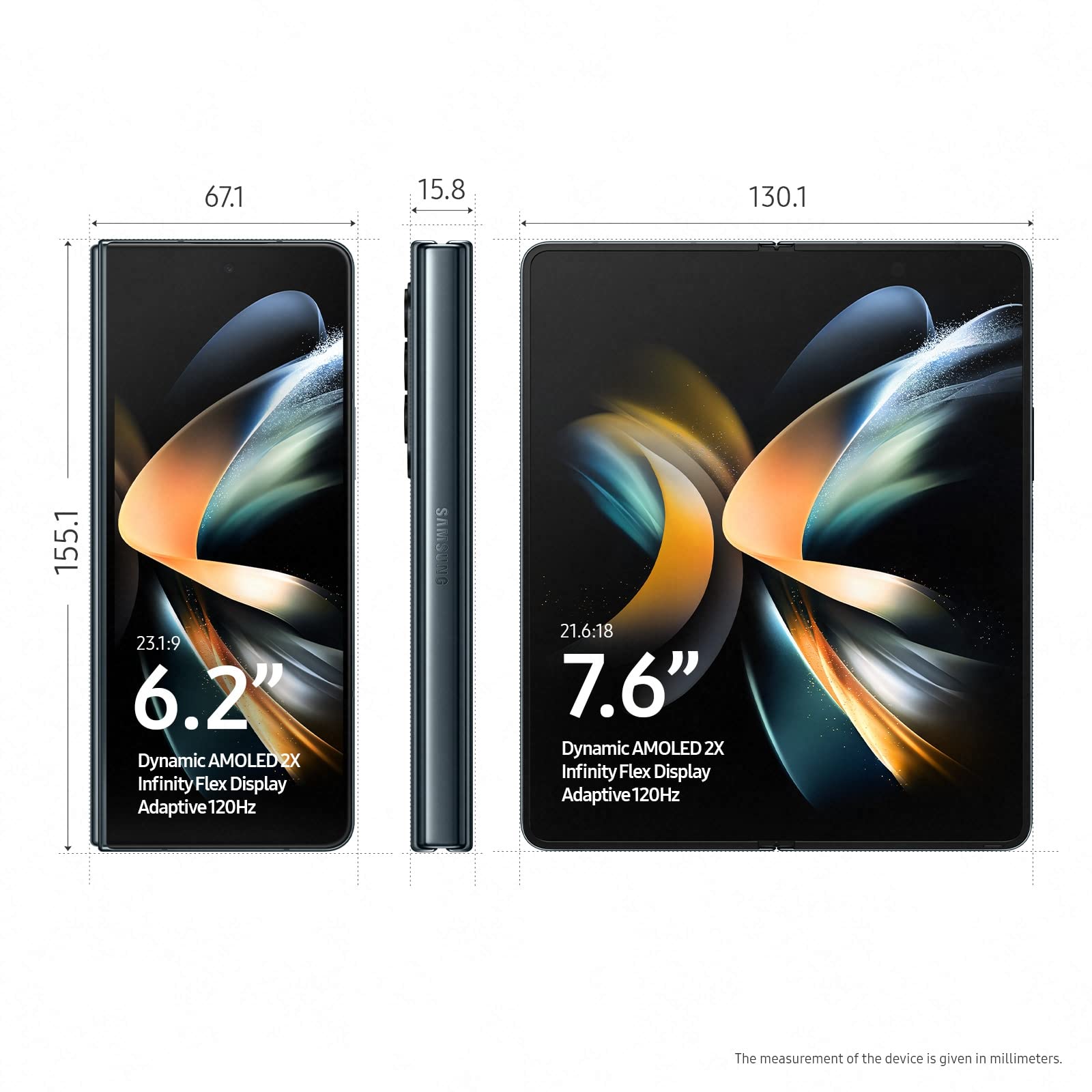 Samsung Galaxy Z Fold4 5G (Dual Sim And Esim) 7.6 inches, 256GB /SM-F936B - Gray Green - International Version