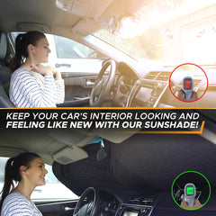 SHOWAY Car Windshield Sun Shade - Blocks UV Rays Sun Visor Protector, Sunshade To Keep Your Vehicle Cool And Damage Free,Easy To Use, Fits Windshields of Various Sizes (Classic 59 x 27.55 inches)