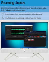 HP All-in-One Bundle PC, Intel Pentium Silver Processor, Intel UHD Graphics 605, 8 GB SDRAM, 256 GB PCIe SSD, Full HD Display, Windows 11 Home OS, Dual Computer Speakers, Wi-Fi (24-cb0120, 2022)