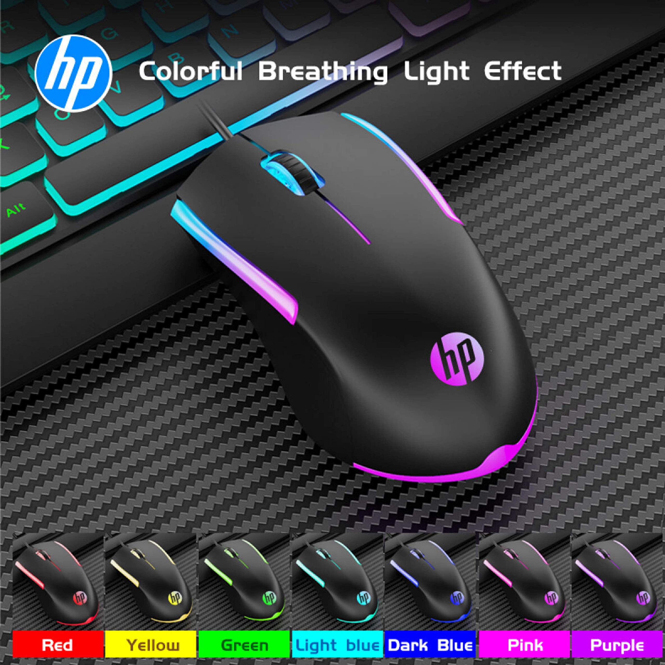 HP Wired RGB Gaming Mouse High Performance Mouse with Optical Sensor, 3 Buttons, 7 Color LED for Computer Notebook Laptop Office PC Home