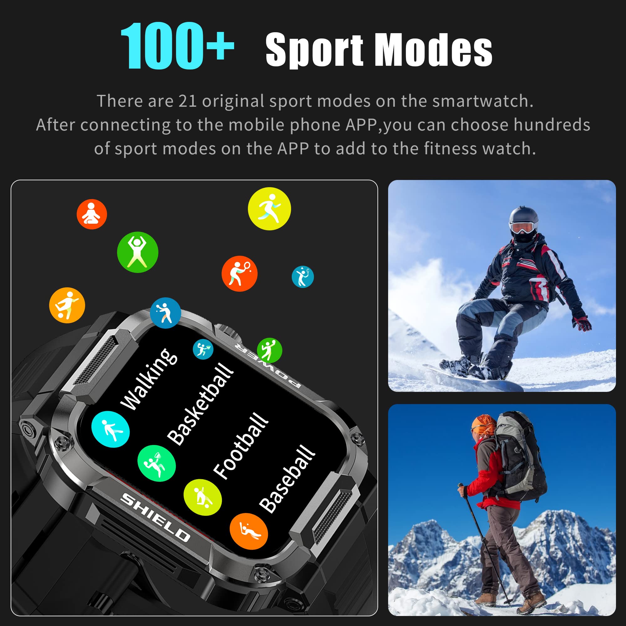 Military Smart Watch for Men (Answer/Dial Calls), 1.85" Touch Screen Tactical Smartwatch for Android Phones iPhone, IP68 Waterproof Outdoor Sports Fitness Tracker with Heart Rate/SpO2/Sleep/AI Voice