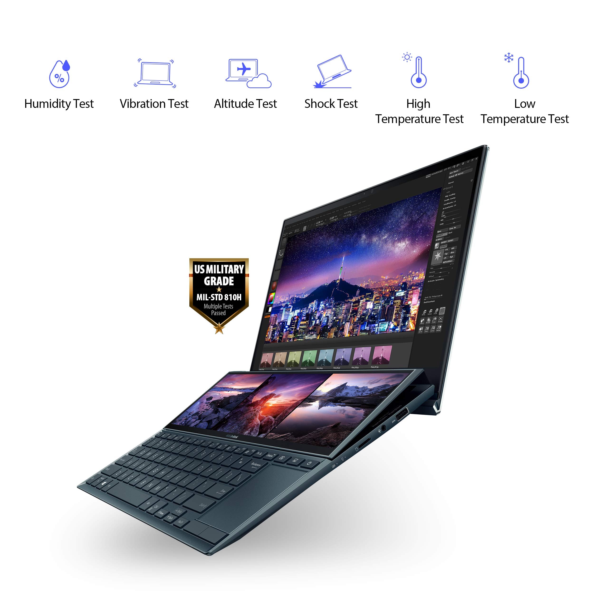 ASUS ZenBook Duo 14 UX482 14” FHD Touch Display, Intel Evo Platform, Core i5-1155G7, 8GB RAM, 512GB PCIe SSD, ScreenPad Plus, Windows 10 Home, Wifi 6E, Celestial Blue, UX482EAR-EB51T