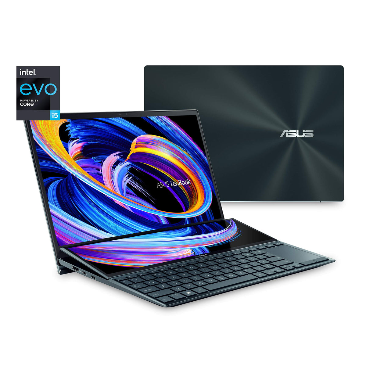 ASUS ZenBook Duo 14 UX482 14” FHD Touch Display, Intel Evo Platform, Core i5-1155G7, 8GB RAM, 512GB PCIe SSD, ScreenPad Plus, Windows 10 Home, Wifi 6E, Celestial Blue, UX482EAR-EB51T